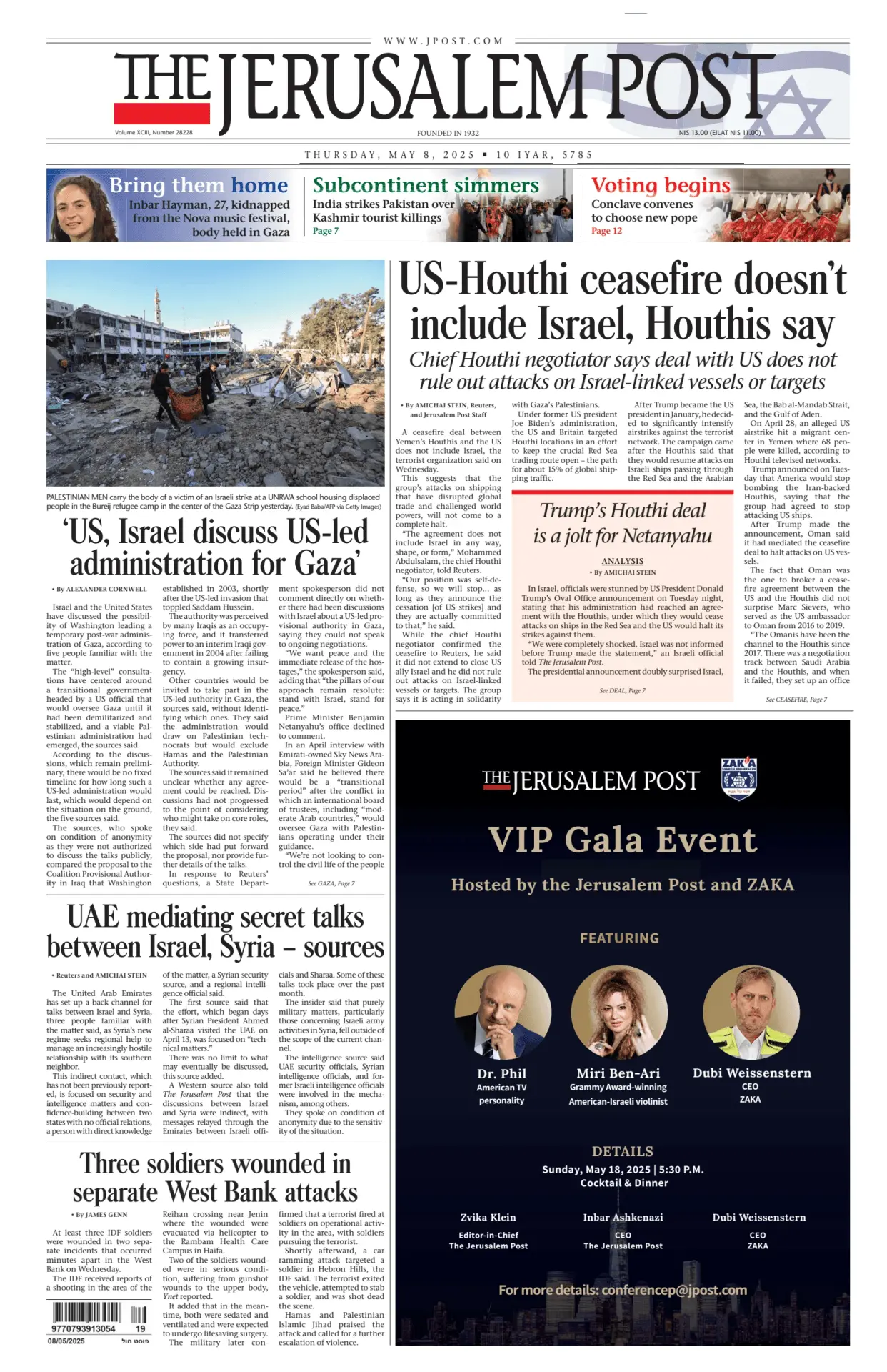 Prima-pagina-the jerusalem post-edizione-di-oggi-08-05-2025